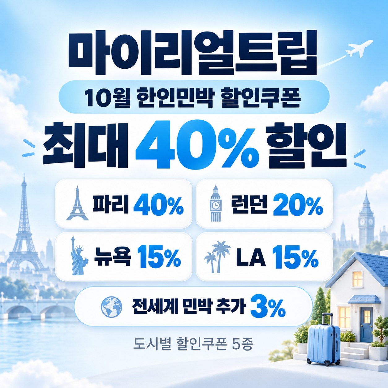 마이리얼트립 한인민박 도시별 할인쿠폰